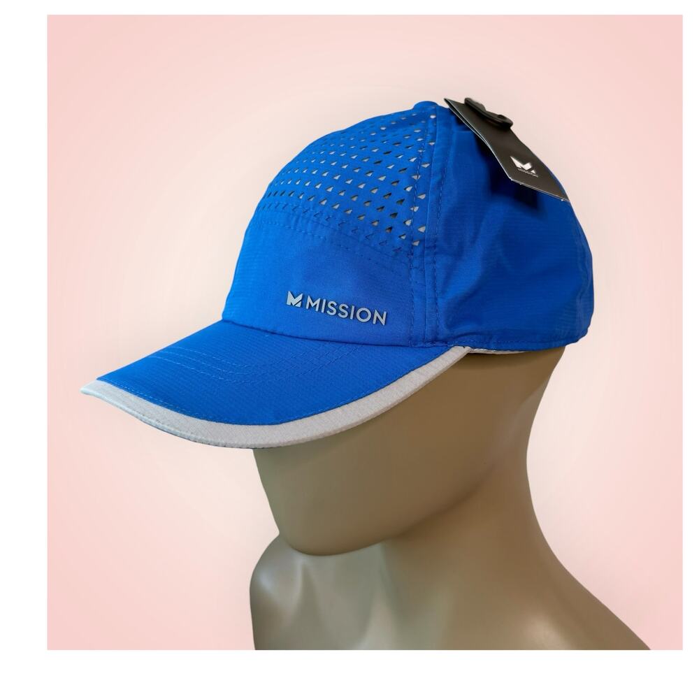 MISSION Performance Baseball Golf Cap Hat Blue Unisex Onesize Wet To Cool New
